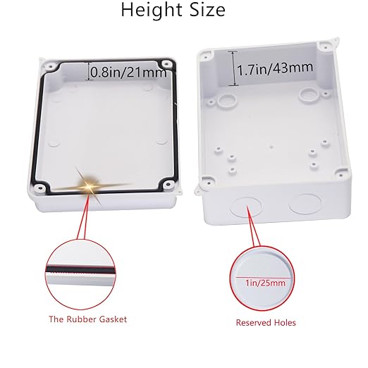 Electrical Box, 2 PCS Outdoor Waterproof Box IP65 Junction Box with Reserved Holes,ABS Plastic Project Box Power Cord Enclosure White 5.9 x 4.3 x 2.8 inch(150x110x70mm)