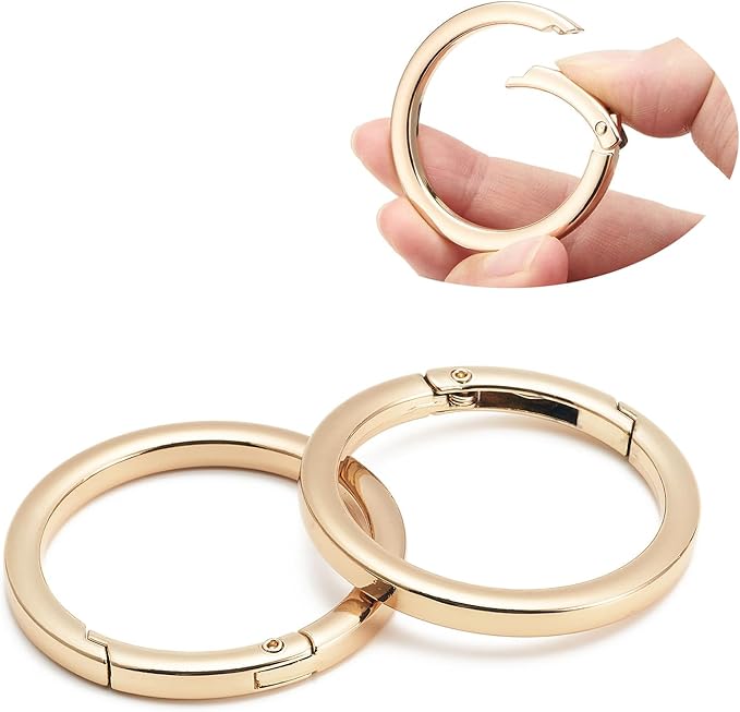 DEVPSISR 4pcs Flat Trigger Spring O Rings,Metal Keychain Ring Round Carabiner Clips for Keyrings Buckle, Bags,Purses,Purses