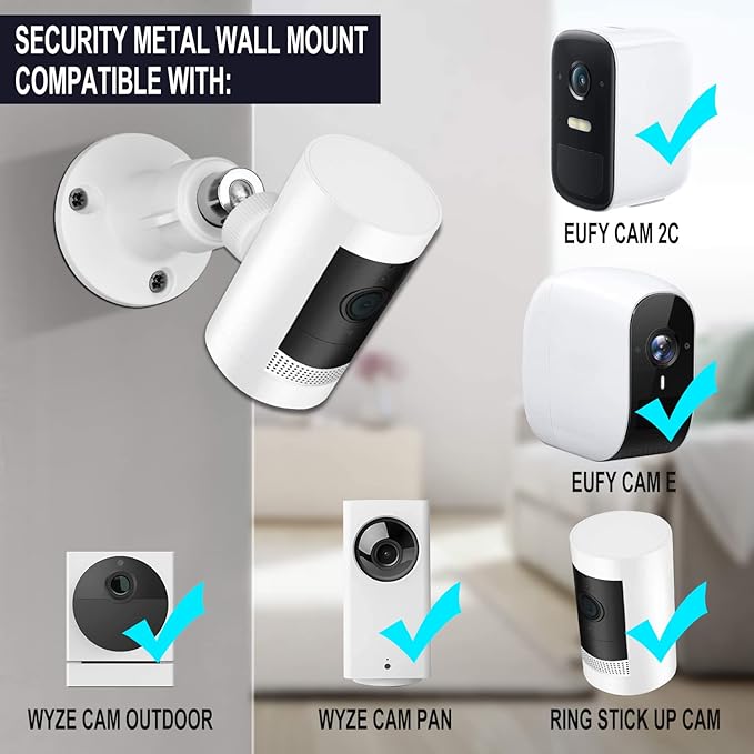 Wall Mount for All Arlo Camera, Arlo Ultra, Arlo Essential, eufyCam E/2C, Ultra/Ultra 2, & Others - Stick Up Cam Battery with 1/4 Screw Head （Camera not Included）(3pcs)