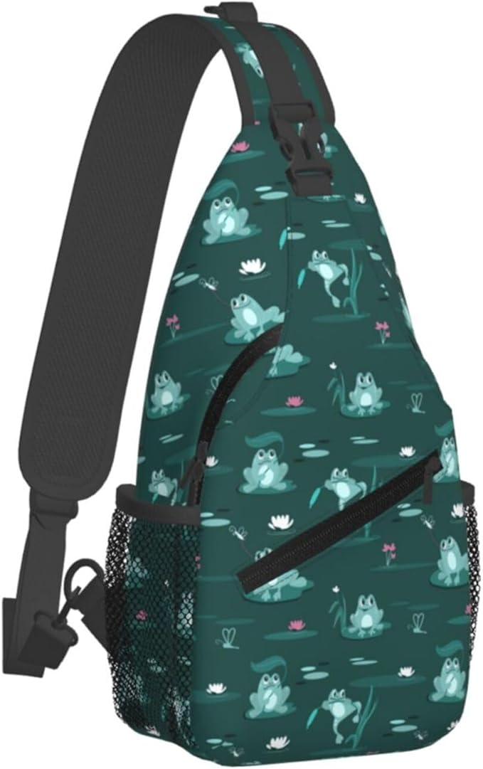 Funny Frogs In The Swamp Sling Bag For Women Men Fashion Backpack Crossbody Shoulder Bag Sling Backpack Chest Bag Travel Hiking Casual Sport Daypack