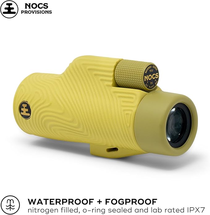 Nocs Provisions Field Tube 8x32 Waterproof Monocular, 8X Magnification Telescope, Bak4 Prism, Wide Field of View for Bird Watching, Backpacking & Wildlife Viewing - Banana Slug Yellow