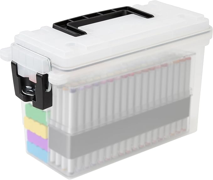 Sheffield 12635 Ammo Storage Box, Stackable .30 Cal Field Boxes, Water and Dust Resistant, Lockable Storage Box with Handle, Secures Hunting Gear, Supplies, and Bullets, Made in USA, Frost, 1-Pack