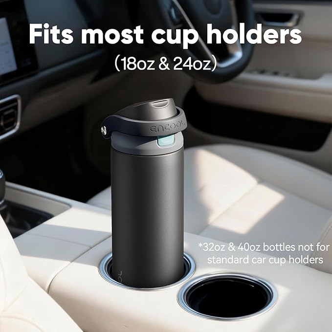 ENCOOL Leakproof Insulated Water Bottle with Straw Dual-Sip Water Bottle Bag-Safe Design for Work, Commute & Gym – Keeps Drinks Cold All Day, 32 oz, Teal Blue