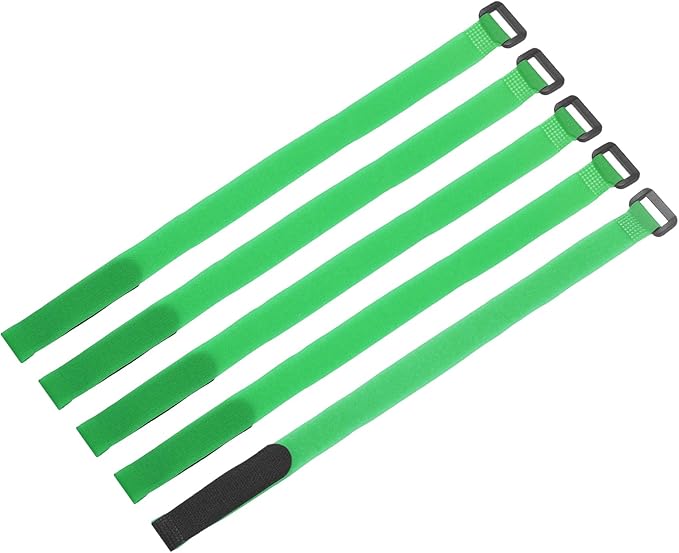 MECCANIXITY 5Pcs Reusable Battery Tie Down Straps,0.8x16" Green Nylon Multipurpose Battery Hold Down Adjustable Cinch Strap Hook Loop Fastening Tie for Quadcopters FPV RC Drone Boat Car