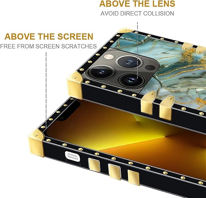Compatible with iPhone 13 Pro Max Case, Golden Texture Marble Veining Luxury Golden Decoration for Girl Women Soft TPU Shockproof Protective Hard PC Back for iPhone 13 Pro Max