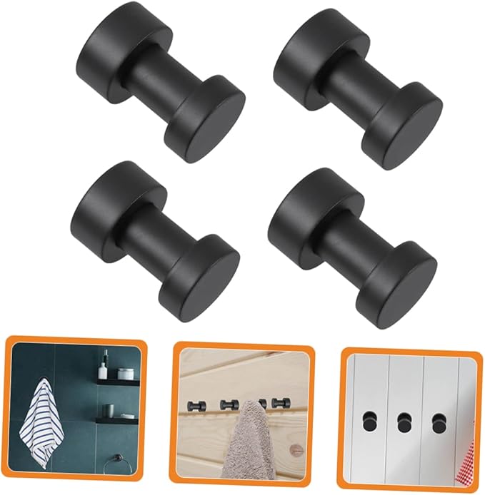 Bathroom Wall Towel Hooks 4-Pack Heavy Duty Metal Coat Hooks with Screws No Drill Installation Space Saving Multipurpose Hooks for Towels Scarves Bags