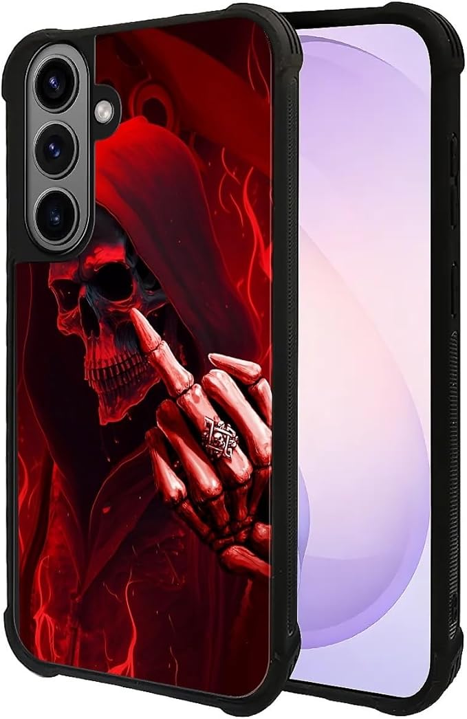 for Samsung Galaxy S26 Case,Graphic Design for Girl Boy Soft Silicone Hard Acrylic Shock Protection Designed for Samsung Galaxy S26 Gestures Funny Skull Pattern