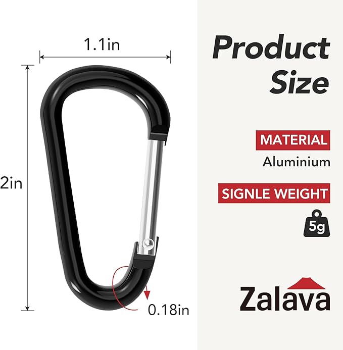 24pc Aluminum Carabiner Clip D Ring, Keychain Spring Hook,Small Carabiners Set for Outdoor Camping Fishing Hiking Car
