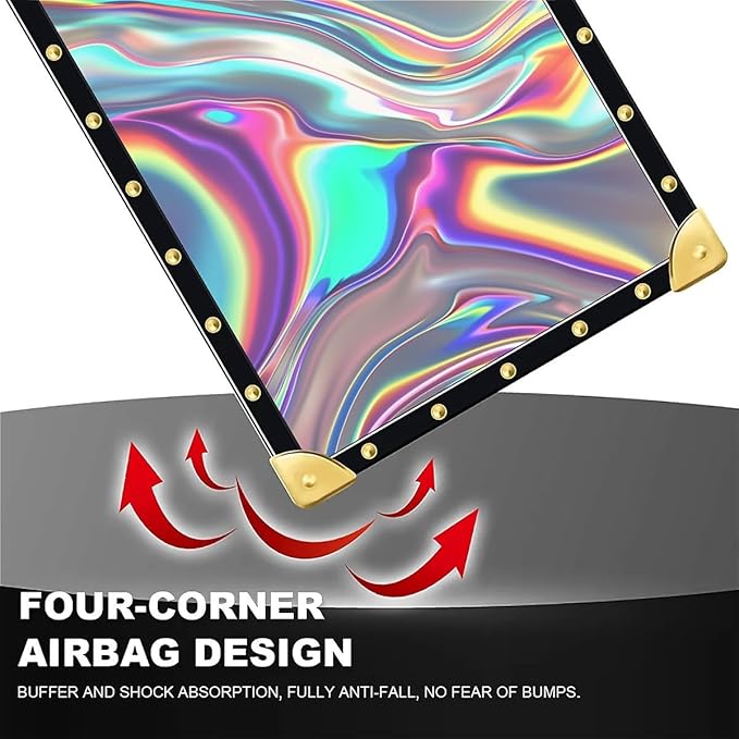 for iPhone 17 Air Case Luxury Golden Decoration for Girl Women Soft TPU Shockproof Protective Hard PC Back for iPhone 17 Air Crazy Pattern Holographic Abstract Iridescent Textures