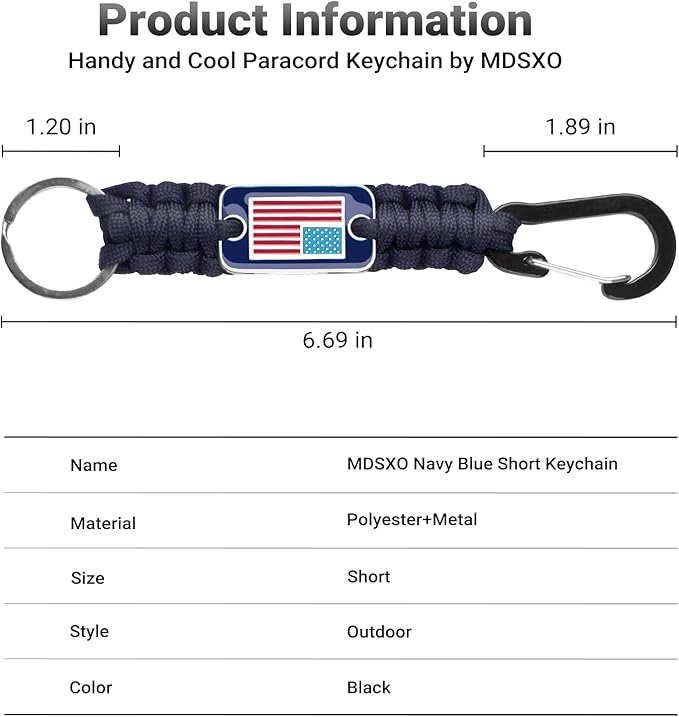 2 Pcs Stylish and Durable Lanyard for Keys - Heavy Duty Paracord Neck Lanyard with USA Flag Design for Wallets, Whistles, Cameras, and Phones - Perfect for Outdoor Activities[Navy Blue]