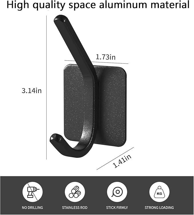 Paoli Heavy Duty Self Adhesive Hooks - Sturdy self Adhesive Hooks for Home, School and Office Easy to fit and Remove,with a Maximum Load Capacity of 30lb (4 PC).