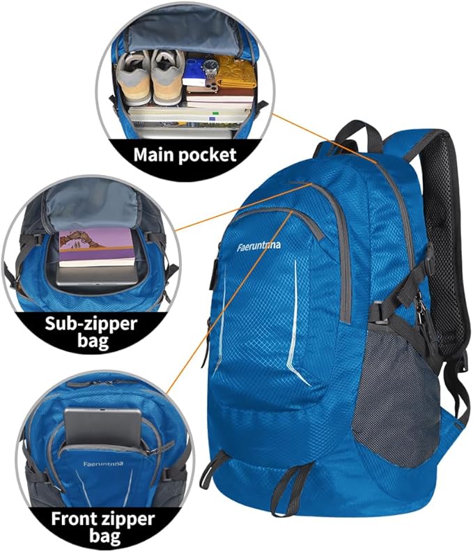 30L Large capacity Lightweight Packable Foldable Backpack，women and men Hiking backpack，Outdoors Travel Backpack (Blue)