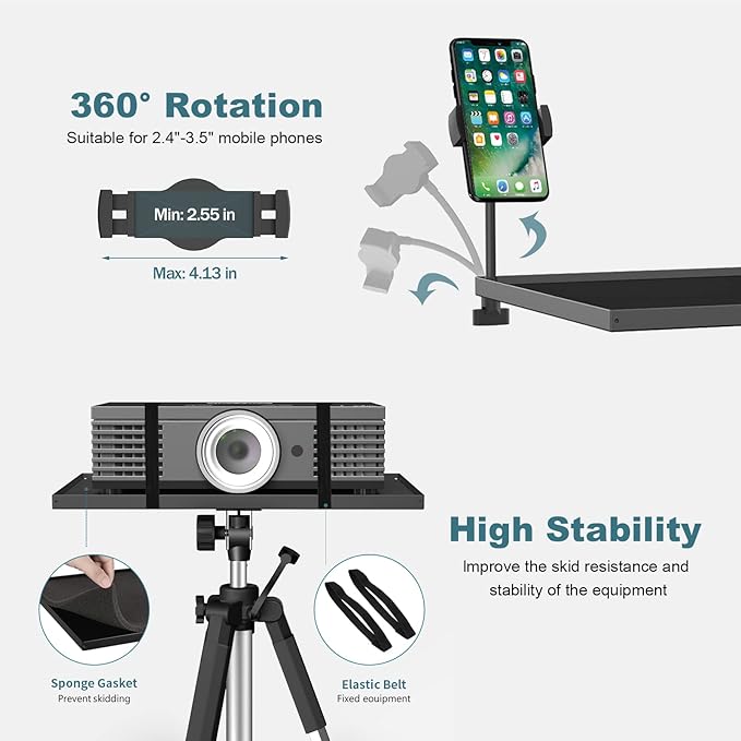 Facilife Projector Stand Tripod - Each Leg Height Can Be Adjusted Independently, Adjustable Height from 17.6 to 51.4 Inches