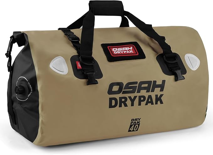 OSAH DRYPAK Waterproof Duffel Bag - Motorcycle Dry Bag Tail Bag with Large Storage Space, Waterproof Luggage Duffle Bags with Outer Mesh Zipper Pocket for Camping, Kayaking, Fishing & Traveling
