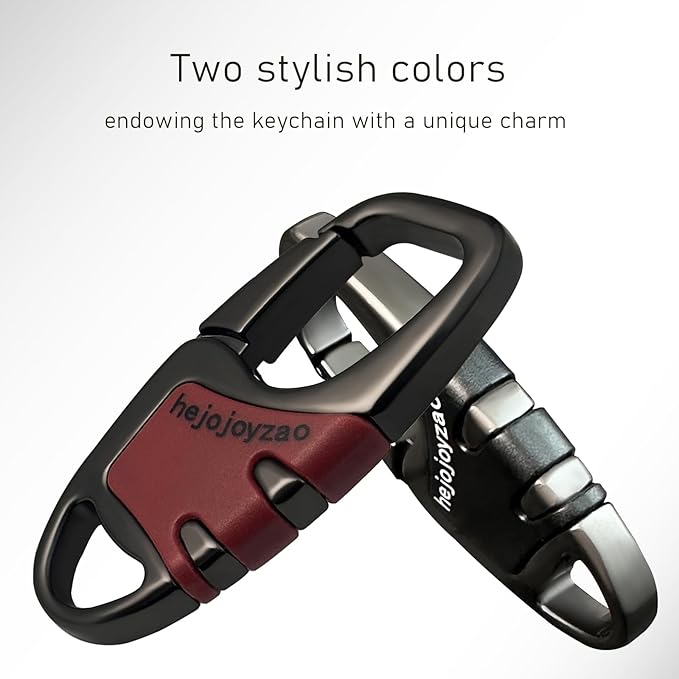 Keychain with Carabiner Clip, 4 Heavy Duty Key Rings and D Ring for Men's Car Key Fob Holder Fits Belt Loops