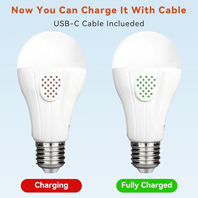 Neporal MagicGlow Rechargeable Light Bulbs with Remote, 3 Colors Shift + Dimmable Battery Powered Light Bulbs, USB Rechargeable, A19 Emergency LED Bulbs, 15W (2, Rgb-3000-4000-6000k)