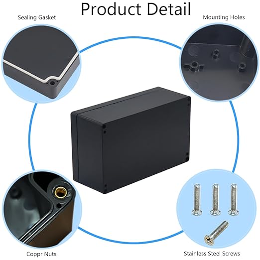 Junction box, Raculety Electrical Project Case Power Junction Box, Project Box Black (7.87"x4.72"x2.95")