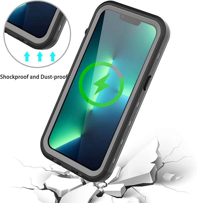 Waterproof Phone Case Compatible with iPhone 13, IP68 Waterproof Shockproof Dust-Proof Phone Case with Built in Screen Protector, Full Body Protective Case (Clear, iPhone 13)