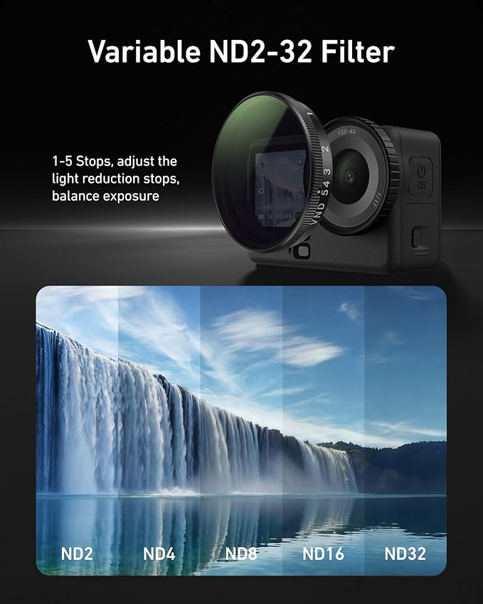 TELESIN Filter Kit for DJI Osmo Action 6 – VND 2–32 Variable ND, CPL UV Lens Filters, Snap-On/HD Optical Glass/Multi-Coated Filters Set, Action 6 Accessories for Travel, Sports & Cinematic Video