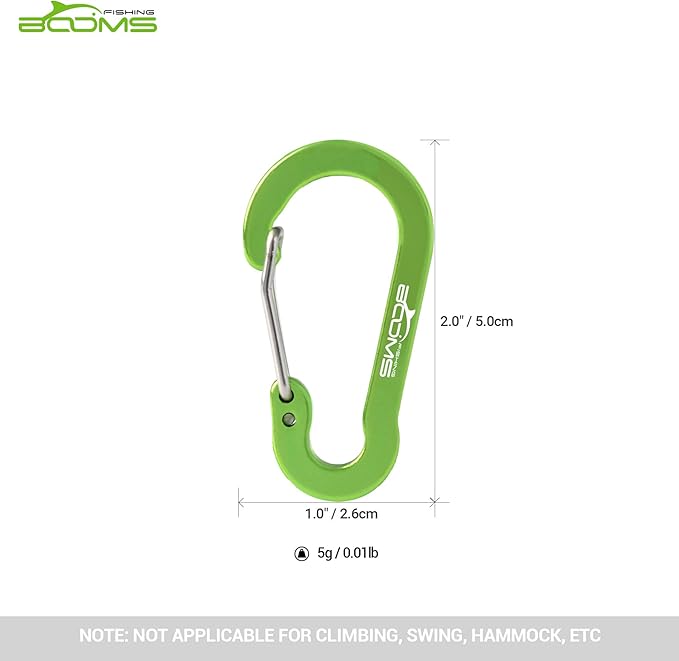 Booms Fishing CC1 Multi-Use Carabiner Clip, 6 Pack Small Caribeener Clips, Mini Keychain Caribeaner Clip 2 inch, Aluminum D Ring Carabiners, Multi-colored
