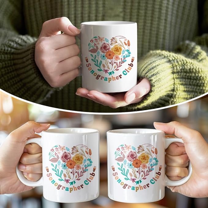 RZHV Sonographer Club 11 Oz Novelty Mug, Funny Coffee Mug for Sonographer, Graduation Gifts for Sonographer Radiologist Student, Ultrasound Staff Ultrasound Tech Appreciation Gifts