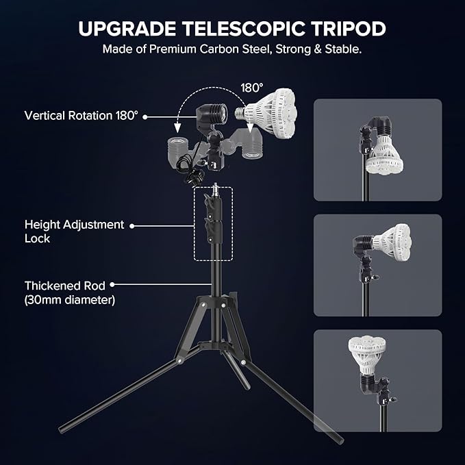 SANSI 365W Equivalent LED Work Light, 5500LM 5000K Portable Work Light With Telescoping Tripod Stand, LED Work Light with Stand Adjustable 30-55 Inches, Premium Carbon Steel Strong and Stable