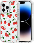 MOSNOVO Case for iPhone 14 Pro Max, [Buffertech 6.6ft Military-Grade Drop Protection] [Anti Peel Off Tech] Clear TPU Bumper Phone Case Cover Design - Cute Cherry