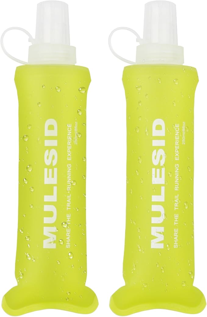 Soft Flask Running Bottles Collapsible Water Bottle Foldable for Traveling Running Vest Collapse Hydration TPU 250ml for Runner(250ml-Pack of 2)