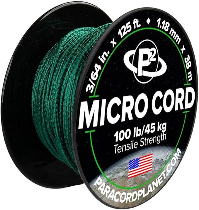 Paracord Planet Micro Paracord – Thin Braided Cord for Crafting, Fishing, and DIY Projects in 125 ft Spools – Emerald Green