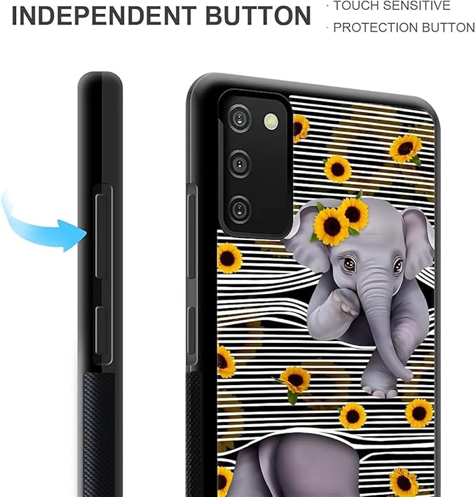 for Samsung Galaxy S20 FE Case, Cute Little Elephant Sunflower White Line Art Pattern Graphic Design Soft Silicone Hard Acrylic Shock Protection for Samsung Galaxy S20 FE