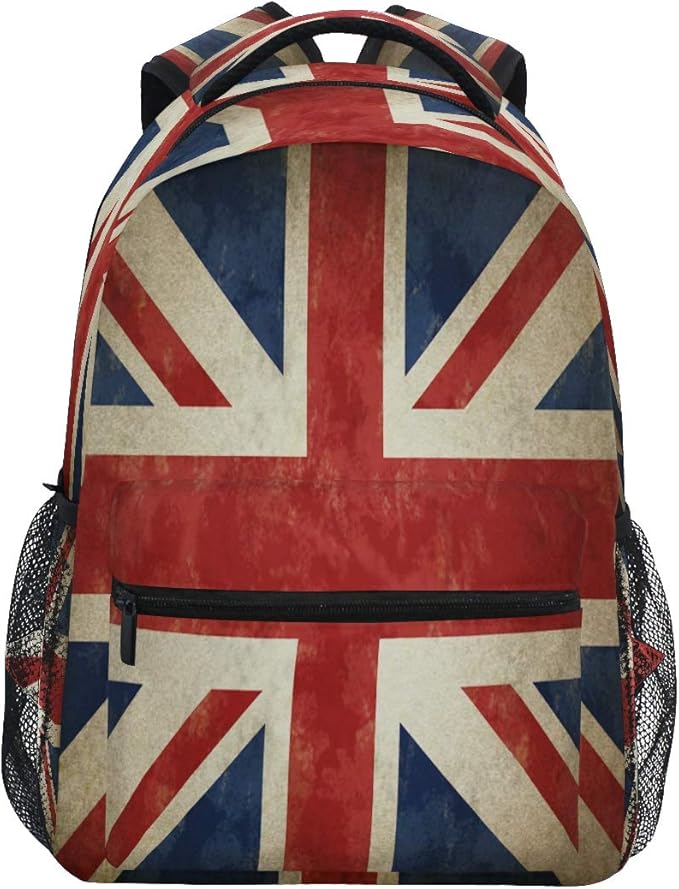 Backpacks UK British Flag School Bag Student Bookbag Adjustable Shoulder Bags Laptop Rucksack Travel Hiking Camping Daypack for Teens Girls Boys Women Men