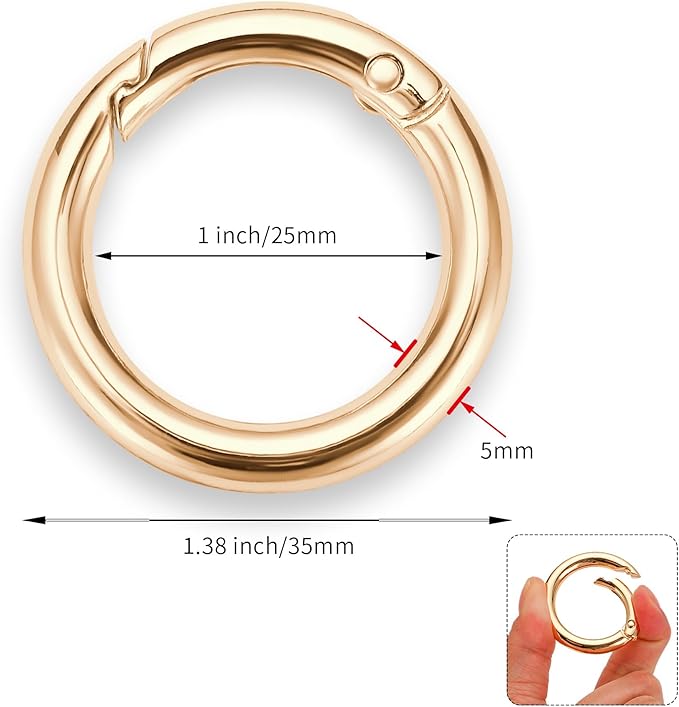 Gkeygo 1 Inch Keychain Rings, 8 Pack Round Carabiner Clip for Keys, Buckle, Bags, Purses - Key Chain Hooks Replacement Keychains Lanyard DIY Crafts - Gold, Silver