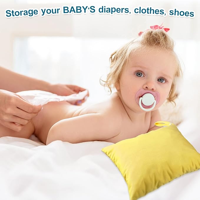 Woanger 10 Pack Wet Dry Bags for Baby Cloth Diapers Waterproof Reusable Travel Bags with Two Zippered Pockets Pool Beach Pouch for Swimsuit Beach Pool Daycare Yoga Gym Dirty Wet Clothe(Classic Color)