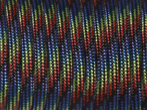 7 Strand Core 550lb Paracord Parachute Cord Lanyard Mil Spec Type III-100ft (Dark Rainbow(65#))