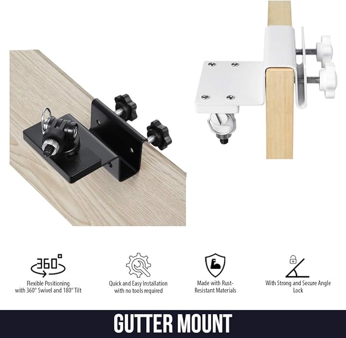 Wasserstein Weatherproof Gutter Mount with Universal Screw Adapter Compatible with Blink Outdoor, Blink Outdoor 4 & Blink XT2/XT Camera (1 Pack, White)