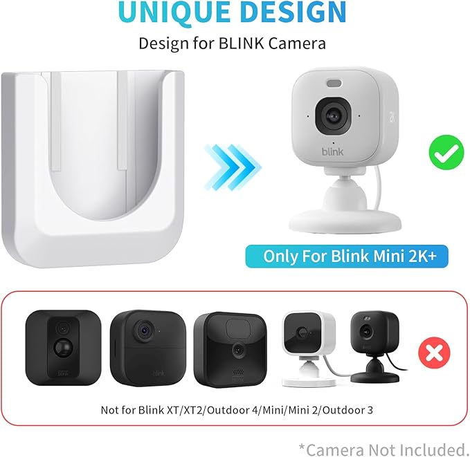 Blink Mini 2K+ No Drill Wall Mount Bracket for Blink Mini 2K+ Indoor Camera,No Screw Adhesive Camera Mount for Indoor Outdoor Camera 3Pack (Camera Not Included) White