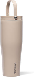 Corkcicle Go Cup XL - Leak-Proof Travel Tumbler - Triple Insulated Stainless Steel Water Bottle - Easy-Carry Handle - Summer Drinkware Gift - Keeps Drinks Ice Cold - 30 oz - Desert