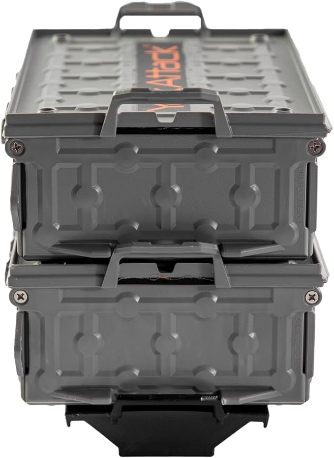 YakAttack TracPak Combo Kit – Battleship Grey | 2 Stackable Storage Boxes + Quick Release Track Base | Fits MightyMount, GearTrac & Kayak Tracks | Space-Saving Fishing Storage | Compact Kayaking Box
