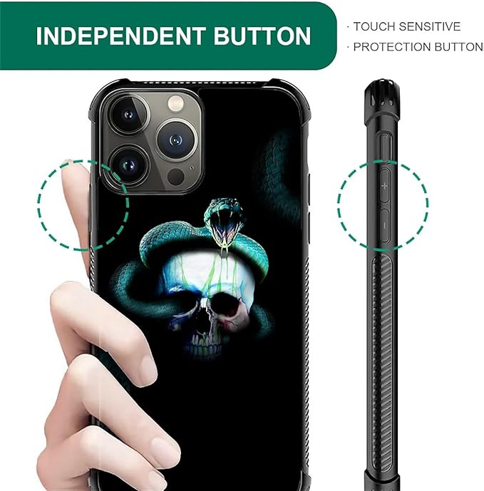 for iPhone 15 Pro Case, Skeleton Winding Snake Pattern Graphic Design Girl Boy Soft Silicone Hard Acrylic Shock Protection for iPhone 15 Pro