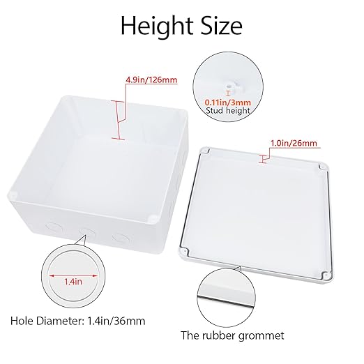 LeMotech Junction Box, Electrical Box IP65 Water Resistant Dustproof ABS Plastic Project Enclosure for Electronics White, External Size 11.8 x 11.8 x 5.9 inch
