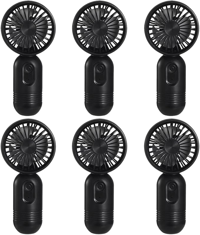 Mini Portable Fan 6 Pack, Cute Handheld Battery Operated Lightweight Small Personal Fans with 3 Speeds and USB Rechargeable Eyelash Fan for Stylish Girl Kids Women Men Office Outdoor Travel Camping