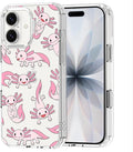 MOSNOVO for iPhone 17 Case | Military Grade 6.6ft Drop Tested | Camera Control | Clear with Pink Axolotl Design