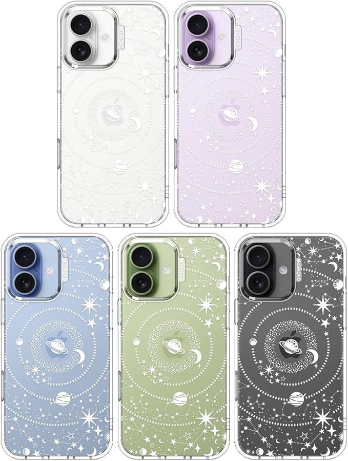 MOSNOVO for iPhone 17 Case | Military Grade 6.6ft Drop Tested | Camera Control | Clear with Galaxy Design