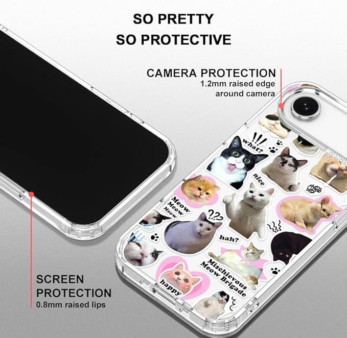 MOSNOVO for iPhone Air Case | Military Grade 6.6ft Drop Tested | Camera Control | Clear with The Cat Brigade Design