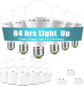 6 Pack Rechargeable Emergency Light Bulbs, Battery Powered LED Light Bulb 6000K Daylight E26 12W 60W Equivalent with 1500mAh for Home Power Outage Camping Hiking(6 Bulbs, 6 Hooks,3 Plug Caps)