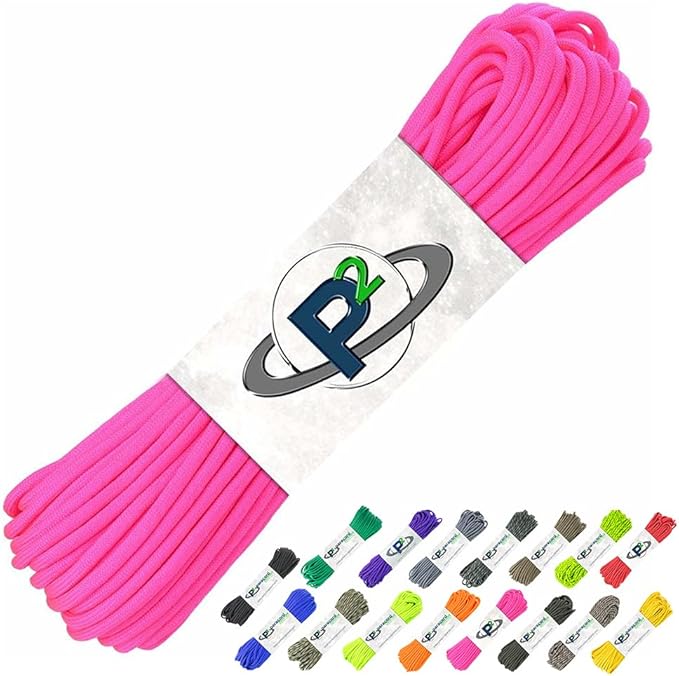 Paracord Planet 100' Hanks Parachute 550 Cord Type III 7 Strand Paracord Top 40 Most Popular Colors (Neon Pink)