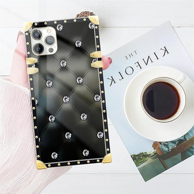 Compatible with iPhone 11 Pro Max Case, Shiny Black Sofa Crystal Luxury Golden Decoration for Girl Women Soft TPU Shockproof Protective Hard PC Back for iPhone 11 Pro Max