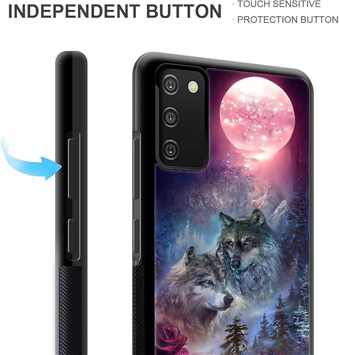 for Samsung Galaxy S20 FE Case, Star Two Wolfs Howling Pattern Graphic Design Girl Boy Soft Silicone Hard Acrylic Shock Protection for Samsung Galaxy S20 FE