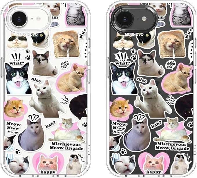 MOSNOVO for iPhone 17e Case/iPhone 16e Case, Shockproof Military-Grade Protection 6.6ft Drop Tested, Clear Phone Case for iPhone 16e / iPhone 17e, The Cat Brigade Design