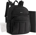 BAGSMART Diaper Bag Backpack, Multi-Pocket Puffy Diaper Bag with Waterproof Changing Pad, Lightweight Stroller-Friendly Diaper Bag with Insulated Pockets, Easy-Access Baby Essential, Black